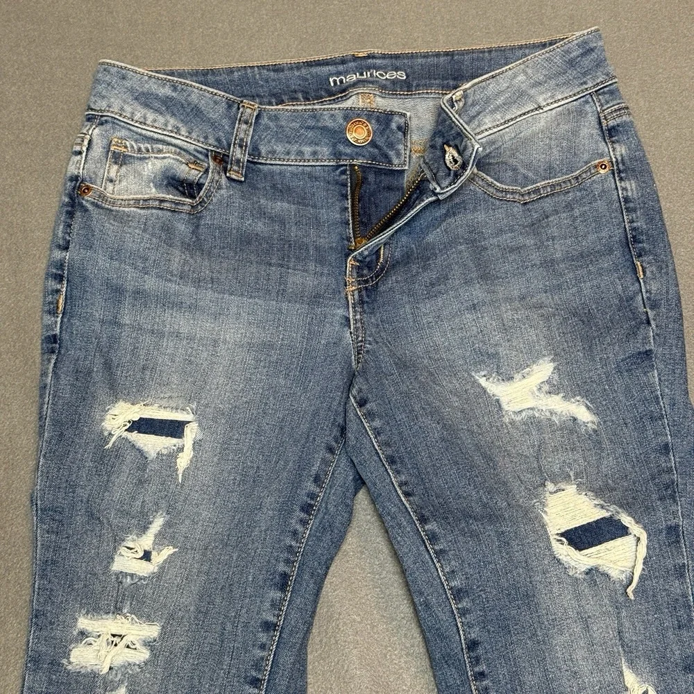 Maurice's Distressed Mid Rise Straight Denim Blue Jeans Women's Size 6